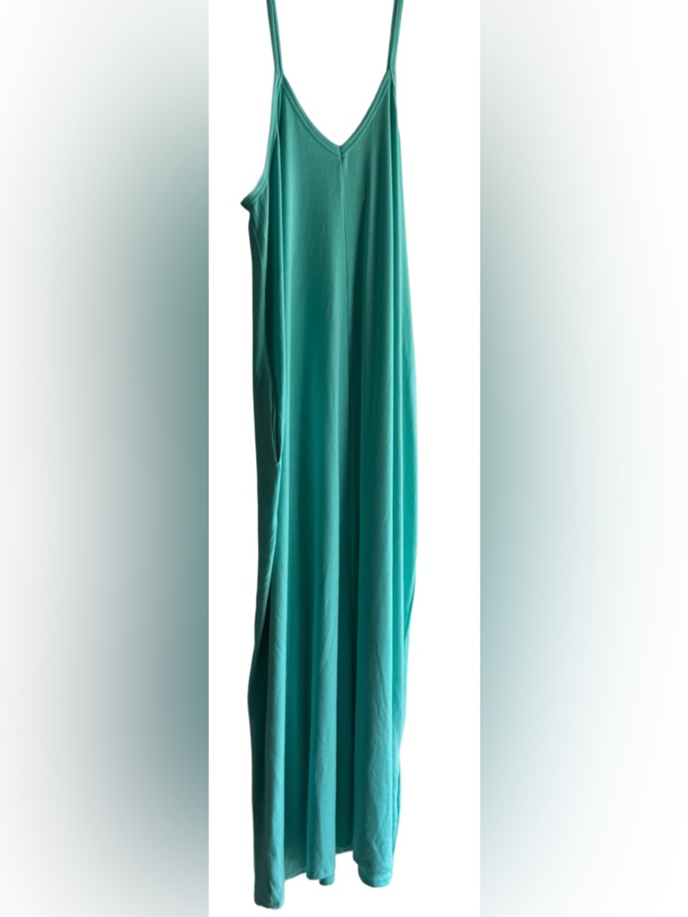 Zenana Outfitters Women’s XL Teal Blue Cami Top Maxi Dress W/ Pockets boho chic